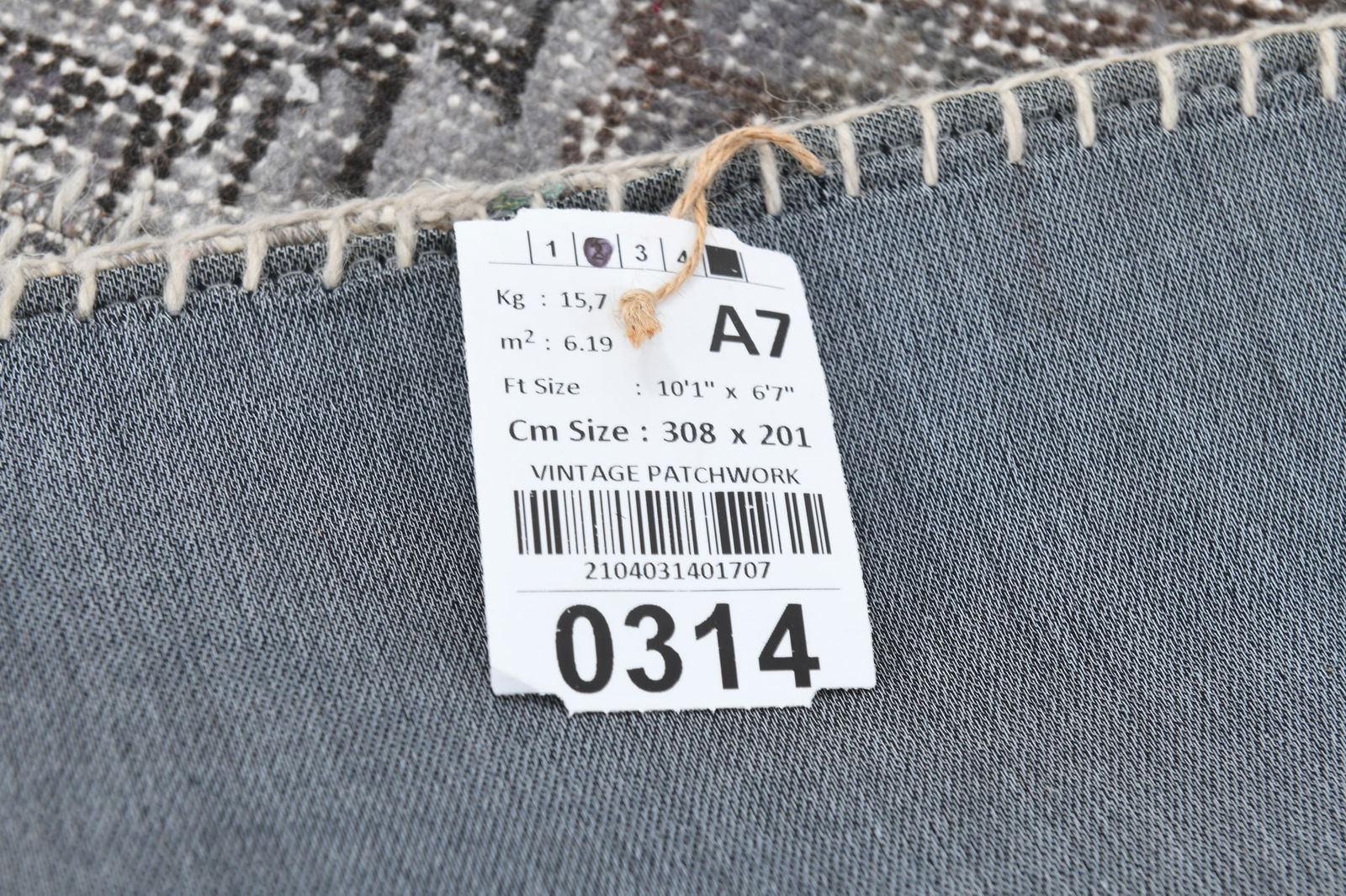 6'7'' x 10'1'' Handmade Vintage Wool Patchwork Rug - 314 - 20