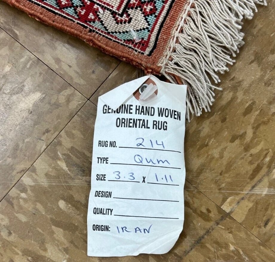 Hand-Knotted Persian Qum Semi-Antique 100% Silk Navy Ivory Rug 1'11" x 3'3" - 5