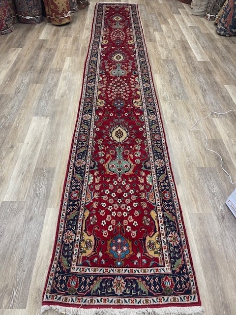 Vintage Persian Long Tabriz Runner-5273: Title:Vintage Persian Long Tabriz Runner-5273 Description:Beautiful vintage Persian Tabriz Runner from northwest Persian, size 2 ft. 7 inches by 16 ft. 6 inches, circa 1970 in excellent condition with