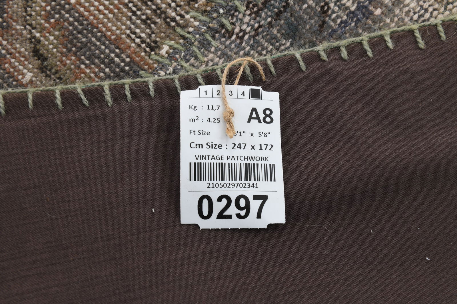 5'7'' x 8'1'' Handmade Vintage Wool Patchwork Rug - 297 - 20