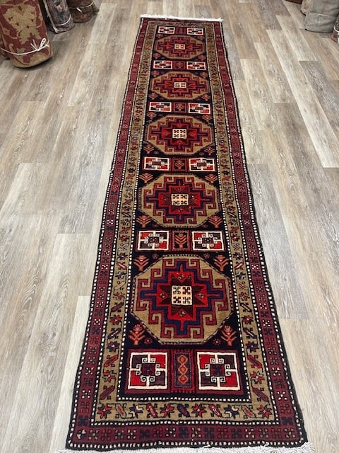 Semi antique Persian- Caucasian rug-5276: Title:Semi antique Persian- Caucasian rug-5276 Description:Beautiful Caucasian Design Mashkin Rug from northwest Persia, size 2 ft. 5 inches by 10 ft.9 inches, circa 1970, excellent condition with all