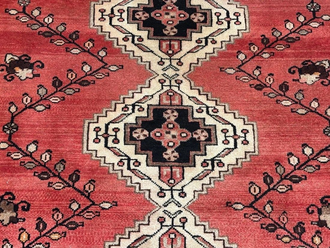 Hand Knotted Persian Saveh Red Geometric Wool Vintage Oriental Area Rug 4'7" x 6'6" - 3
