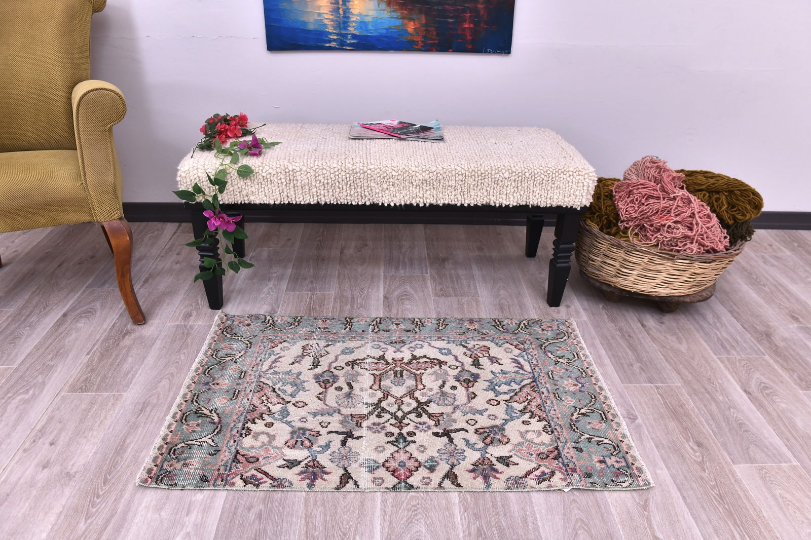 2'3'' x 3'8'' Decorative Vintage Rug - 244433: Title: 2'3'' x 3'8'' Decorative Vintage Rug - 244433 Description:2'3'' x 3'8'' Decorative Vintage Rug - 244433 Origin:Turkiye Date/Period:1960-90 Materials:Wool,Cotton Dimension:2'3''x3'8'' ft, 70x113