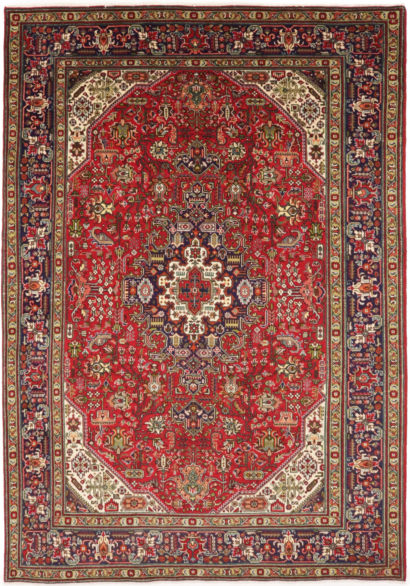 Red Vintage Floral 7X10 Classic Oriental Persian Rug: Title: Red Vintage Floral 7X10 Classic Oriental Persian Rug Description:Handmade vintage 7X10 Red Persian rug made with vegetable dyes (fine wool pile and cotton foundation), superior knot count, and