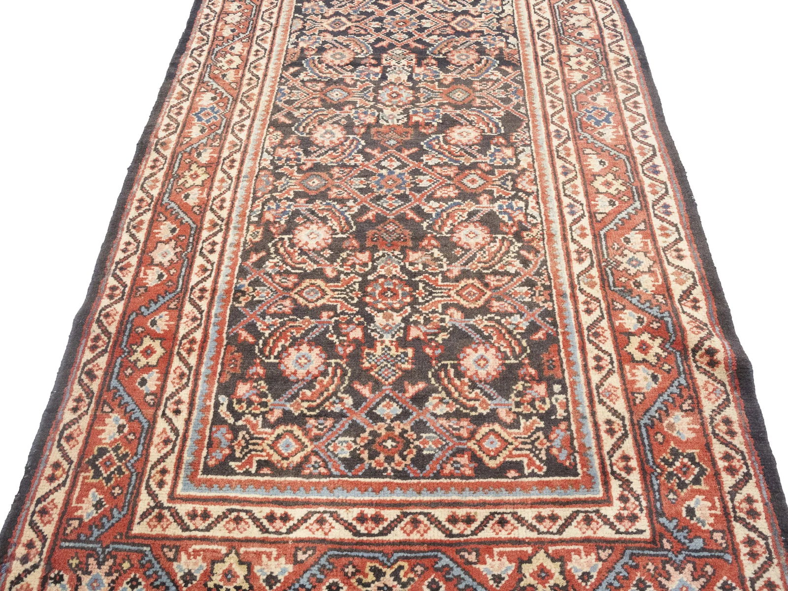 Vintage Floral 3'4X10'0 Mahal Persian Runner Rug - 11