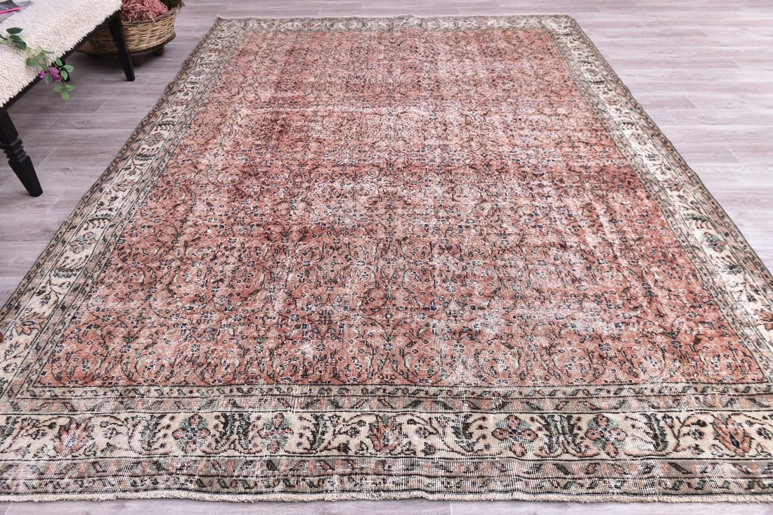 8'0'' x 10'10'' Handmade Vintage Wool Rug - 244400 - 3
