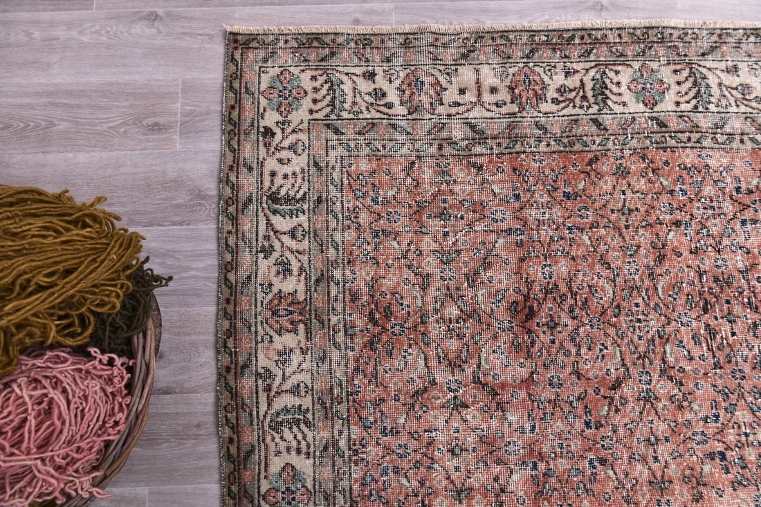 8'0'' x 10'10'' Handmade Vintage Wool Rug - 244400 - 5