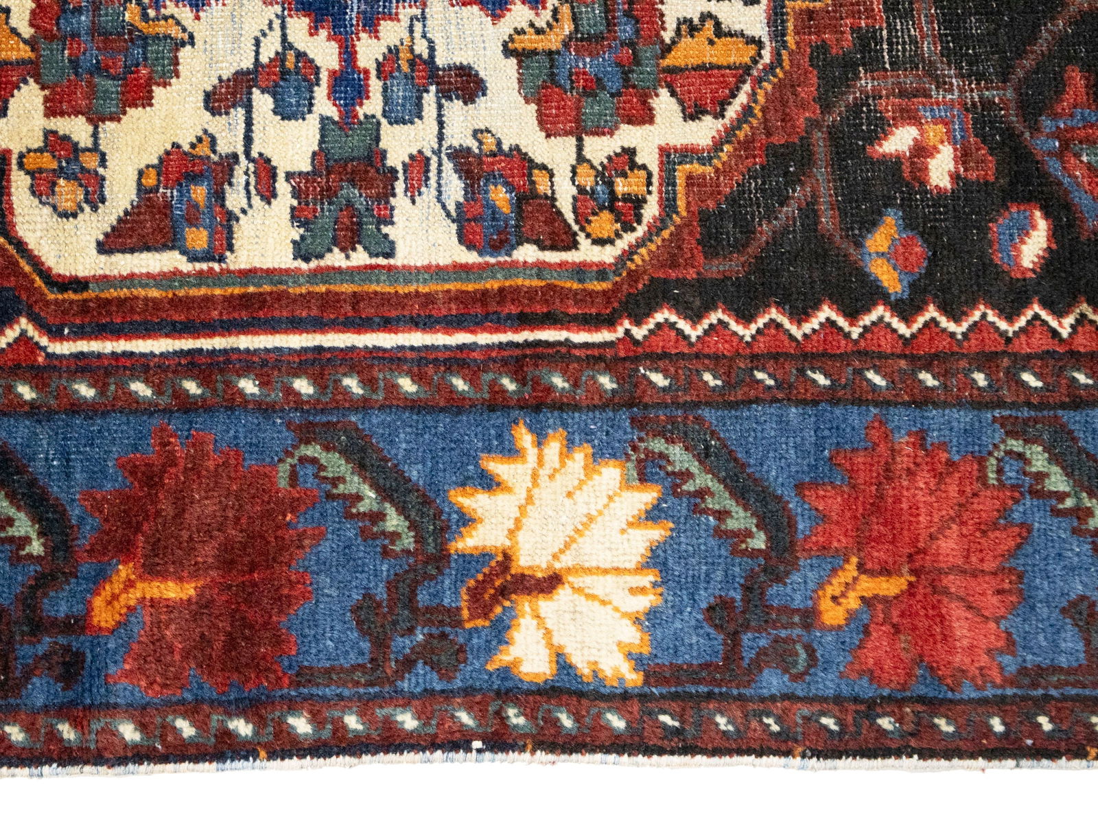 Semi Antique Floral Tribal 4X6 Hamedan Persian Rug - 10