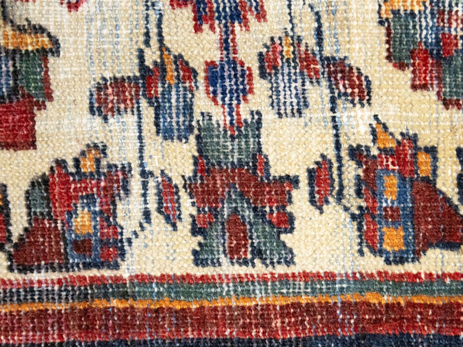 Semi Antique Floral Tribal 4X6 Hamedan Persian Rug - 12