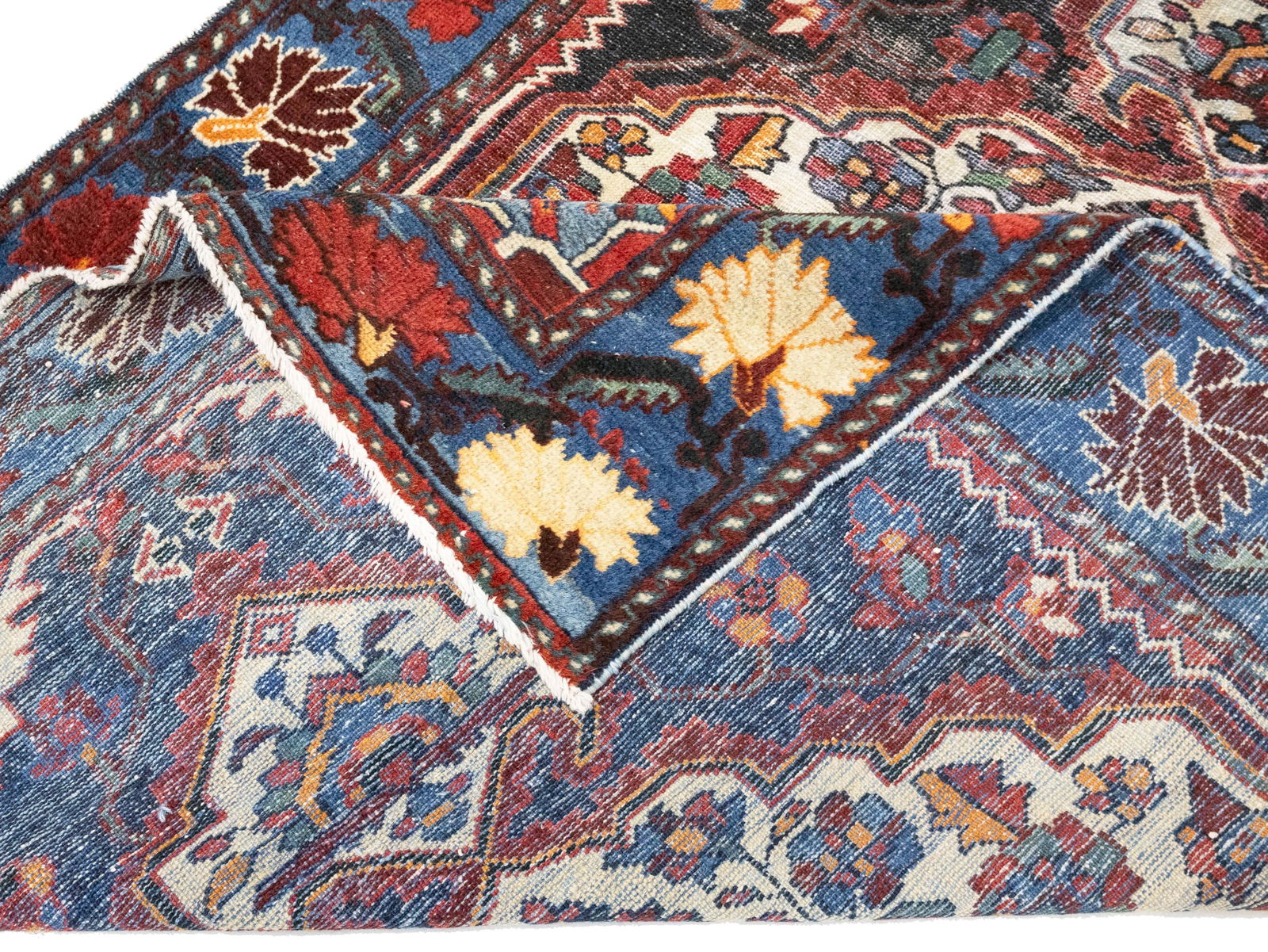 Semi Antique Floral Tribal 4X6 Hamedan Persian Rug - 14