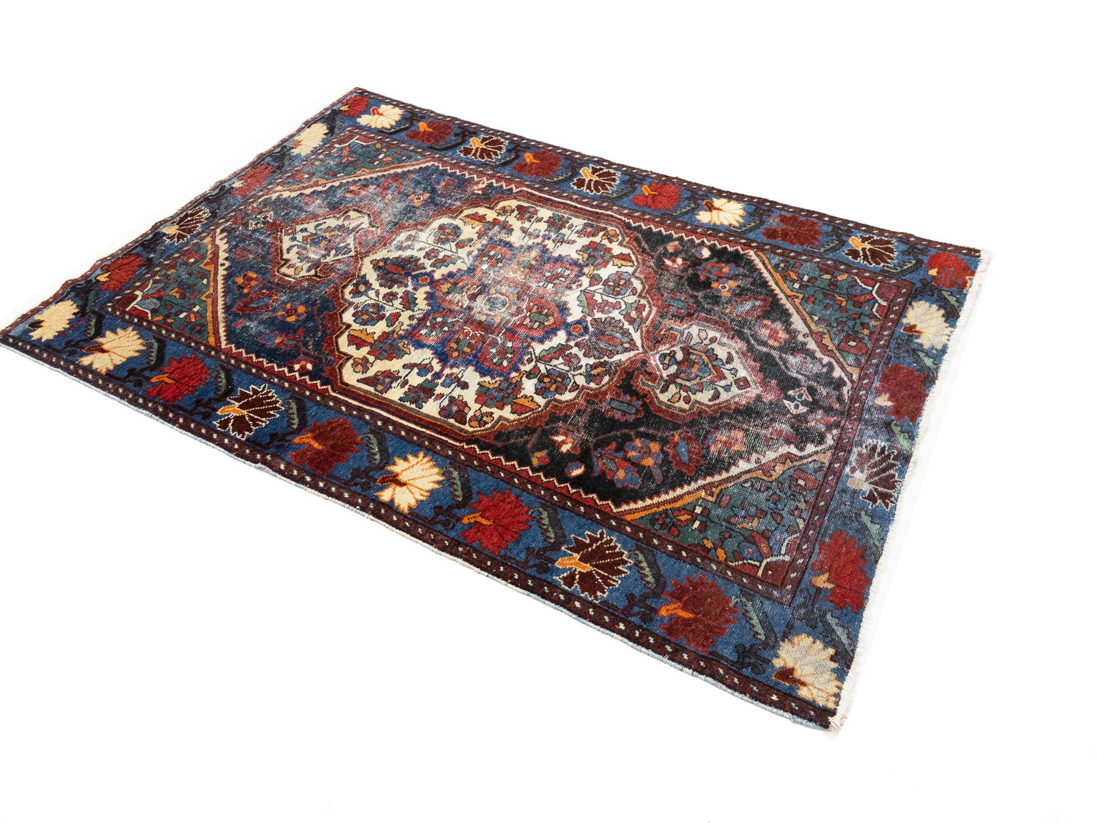 Semi Antique Floral Tribal 4X6 Hamedan Persian Rug - 3