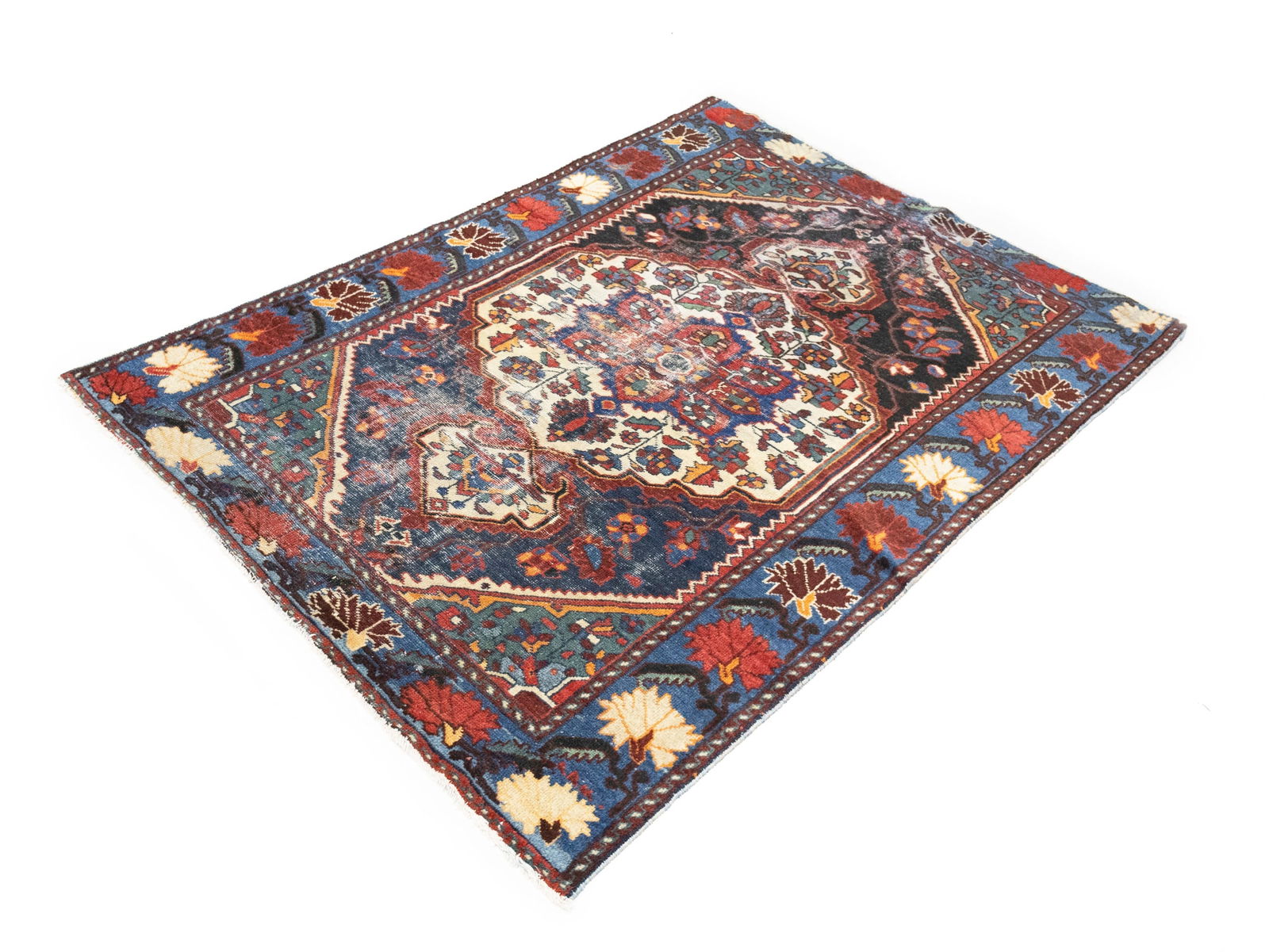 Semi Antique Floral Tribal 4X6 Hamedan Persian Rug - 4