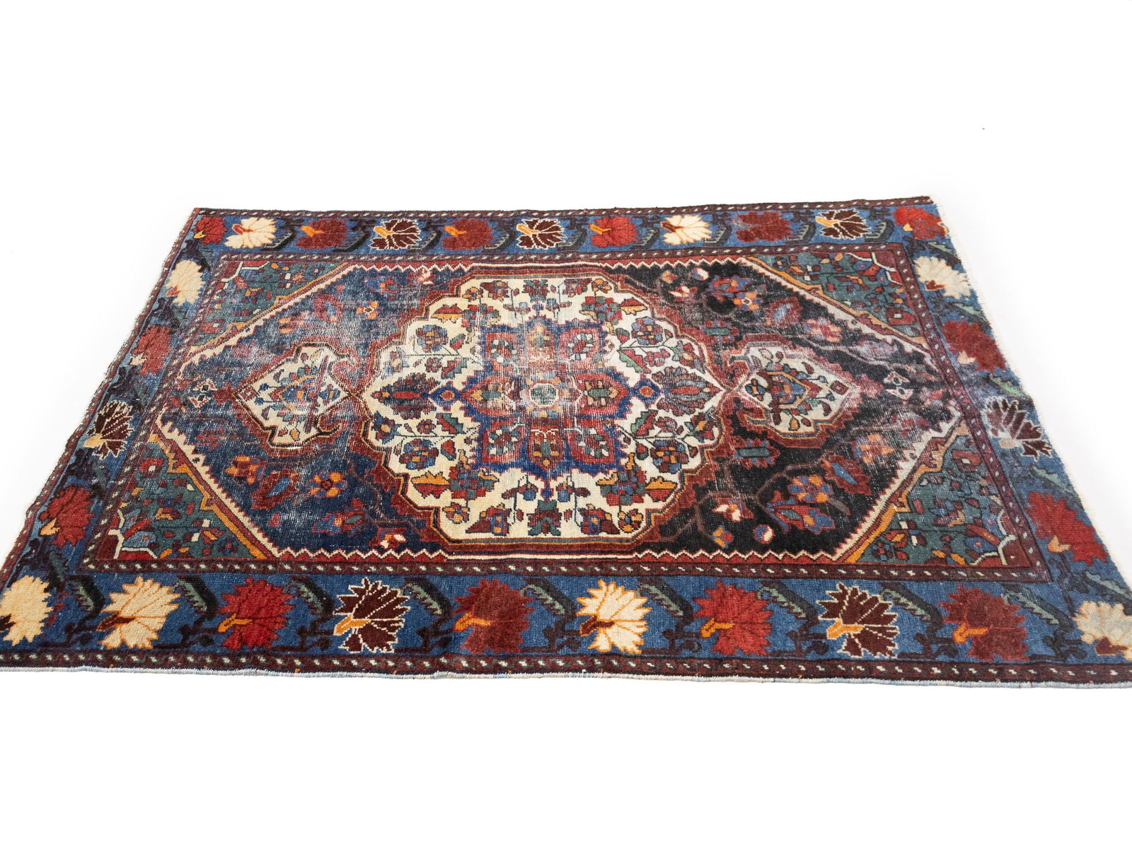Semi Antique Floral Tribal 4X6 Hamedan Persian Rug - 6
