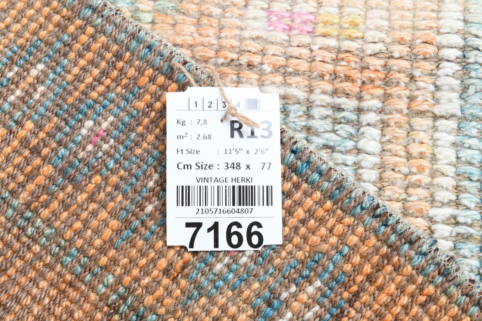 2'6'' x 11'5'' Handmade Vintage Wool Rug - 7166 - 17