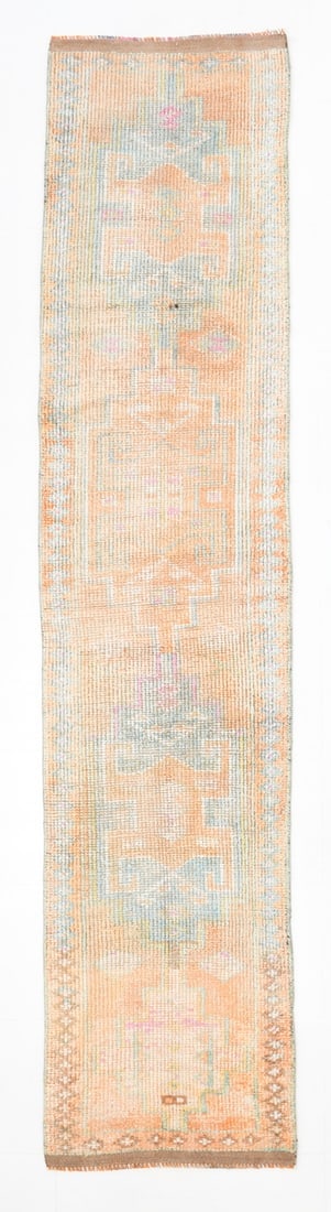 2'6'' x 11'5'' Handmade Vintage Wool Rug - 7166