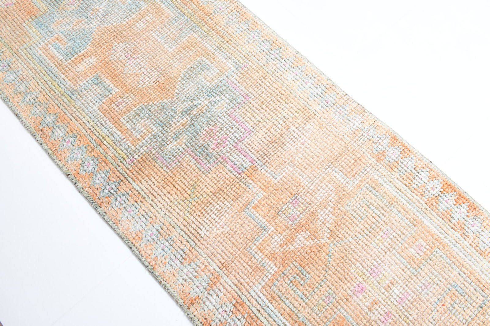 2'6'' x 11'5'' Handmade Vintage Wool Rug - 7166 - 7