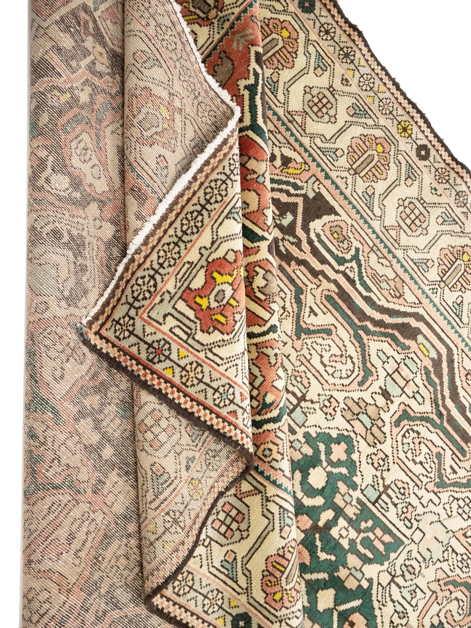 Semi Antique Muted Brown Floral 5'5X9'7 Vintage Oriental Rug - 12