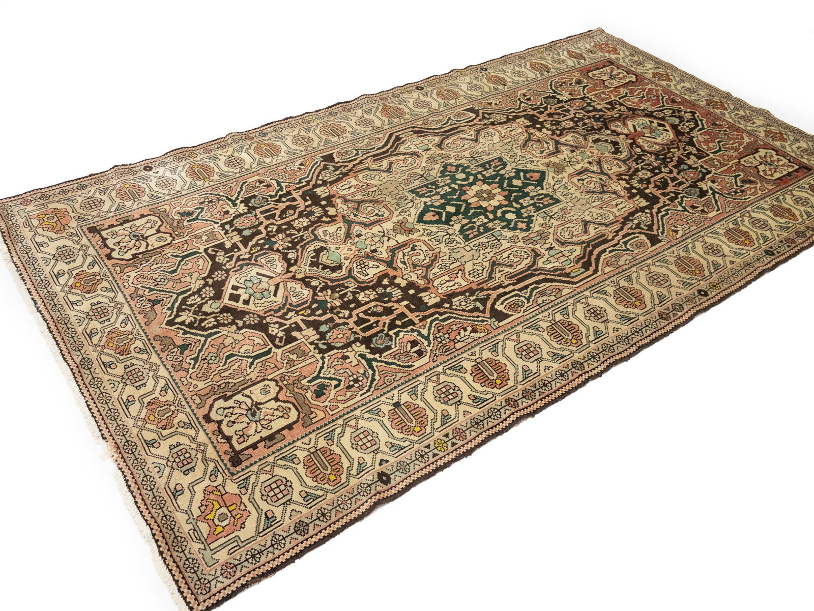 Semi Antique Muted Brown Floral 5'5X9'7 Vintage Oriental Rug - 4