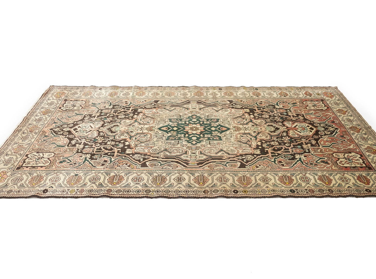 Semi Antique Muted Brown Floral 5'5X9'7 Vintage Oriental Rug - 5