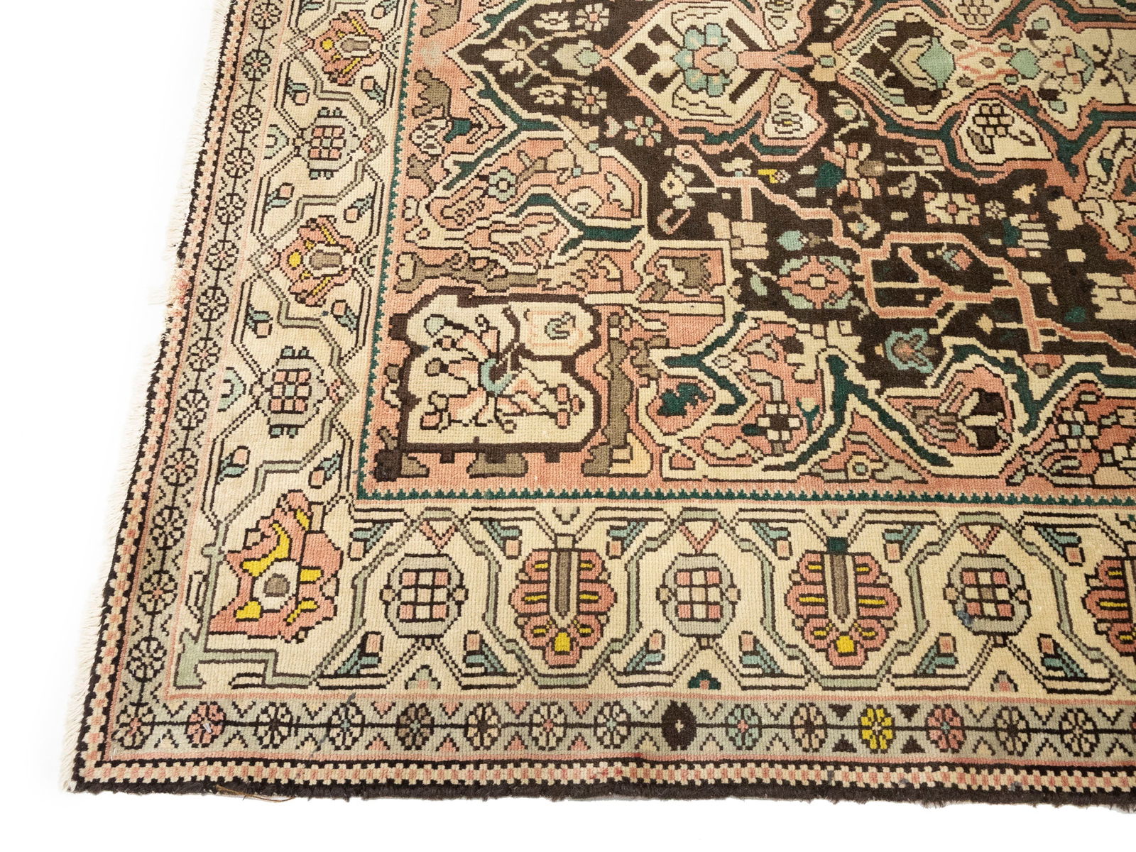 Semi Antique Muted Brown Floral 5'5X9'7 Vintage Oriental Rug - 7