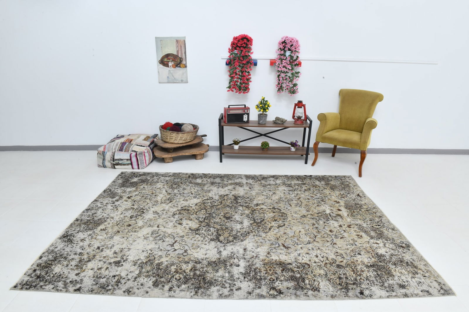 6'9'' x 9'5'' Handmade Vintage Wool Rug - 6606 - 5