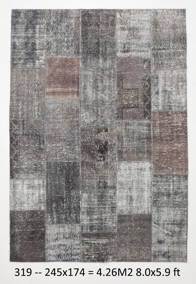 5'8'' x 8'0'' Handmade Vintage Wool Patchwork Rug - 319