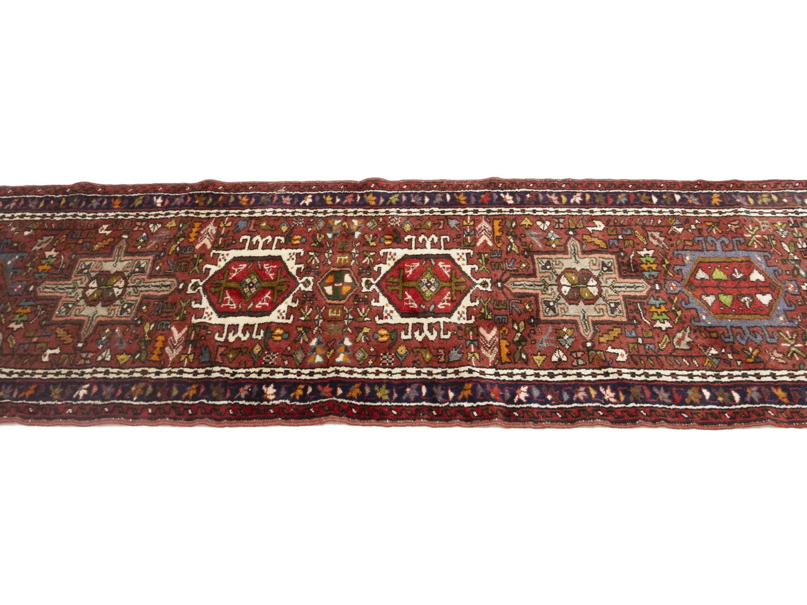 Vintage Red Geometric 2'4X9'5 Karajeh Persian Runner Rug - 6