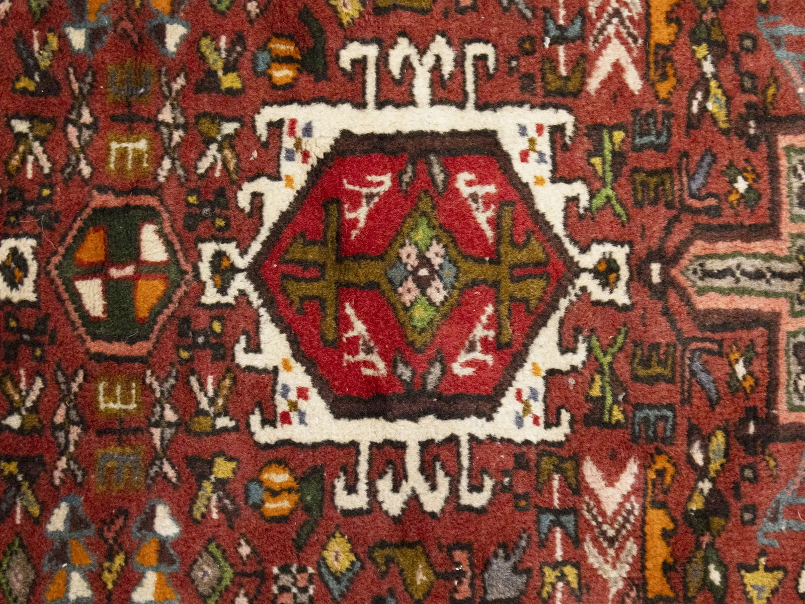 Vintage Red Geometric 2'4X9'5 Karajeh Persian Runner Rug - 7