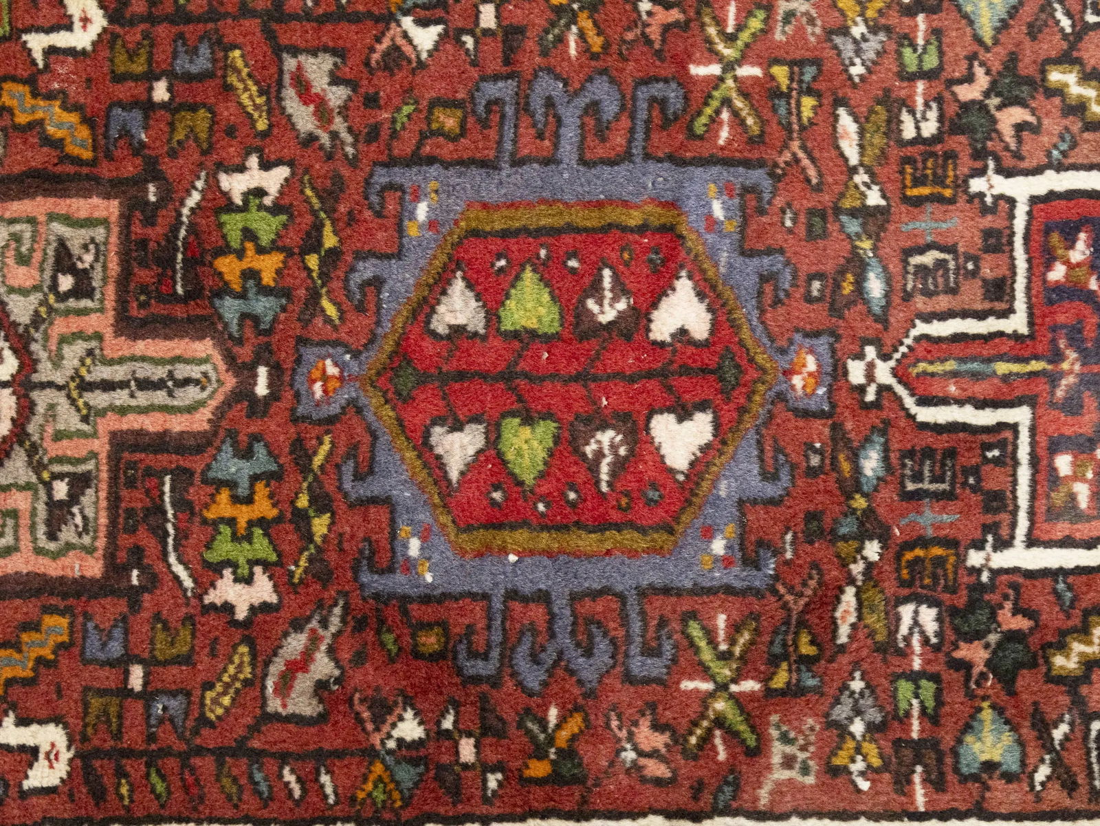 Vintage Red Geometric 2'4X9'5 Karajeh Persian Runner Rug - 8