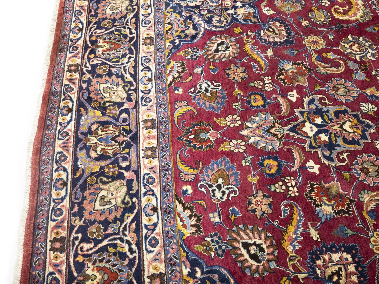 Vintage Maroon Red Traditional 10X13 Mashad Persian Rug - 10