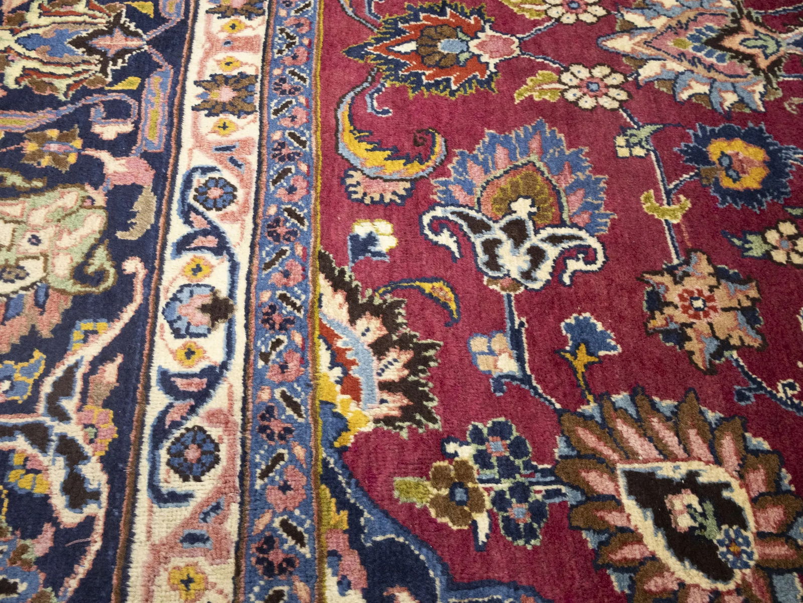 Vintage Maroon Red Traditional 10X13 Mashad Persian Rug - 11