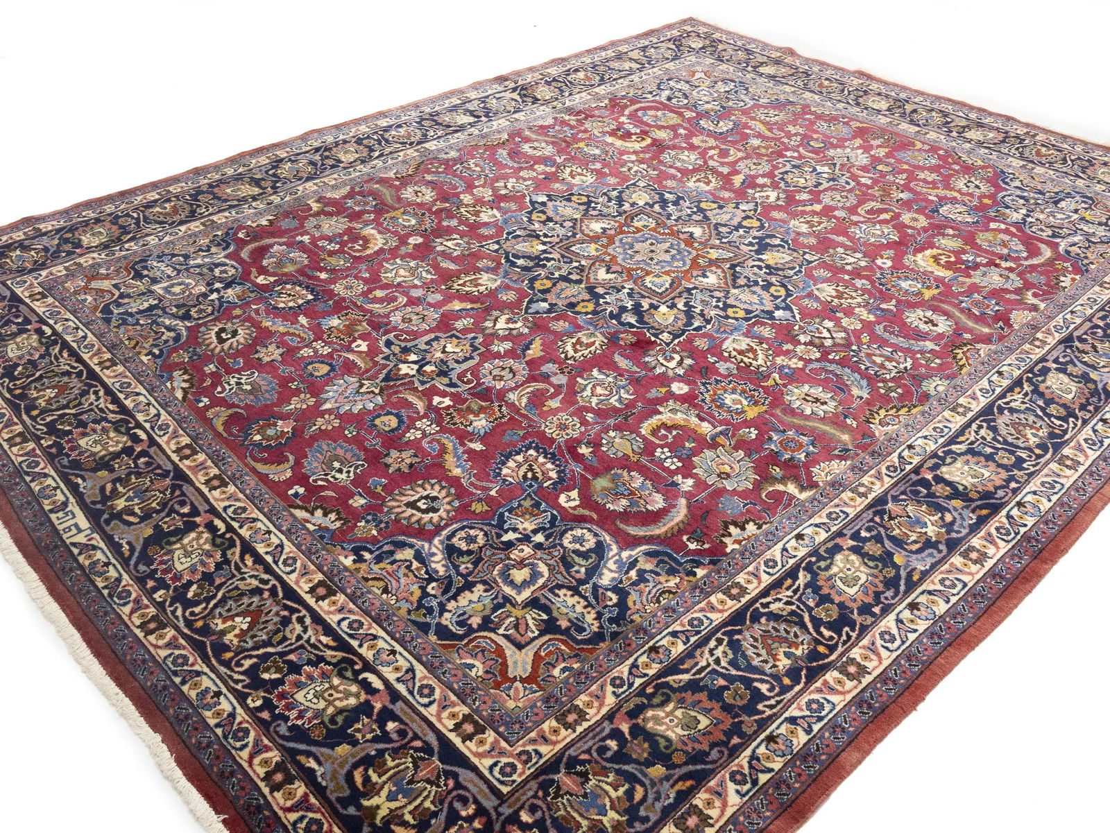 Vintage Maroon Red Traditional 10X13 Mashad Persian Rug - 3