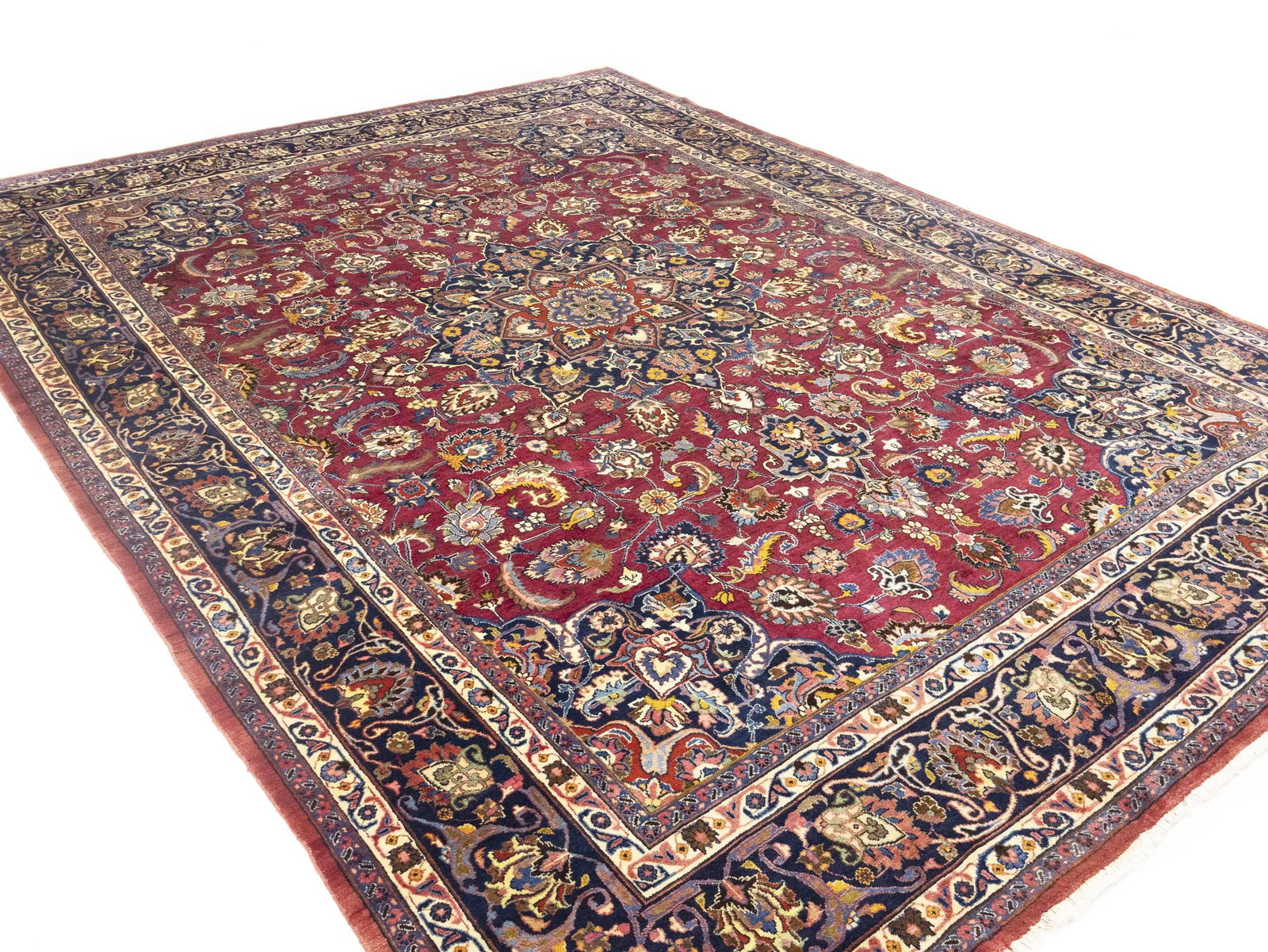 Vintage Maroon Red Traditional 10X13 Mashad Persian Rug - 4