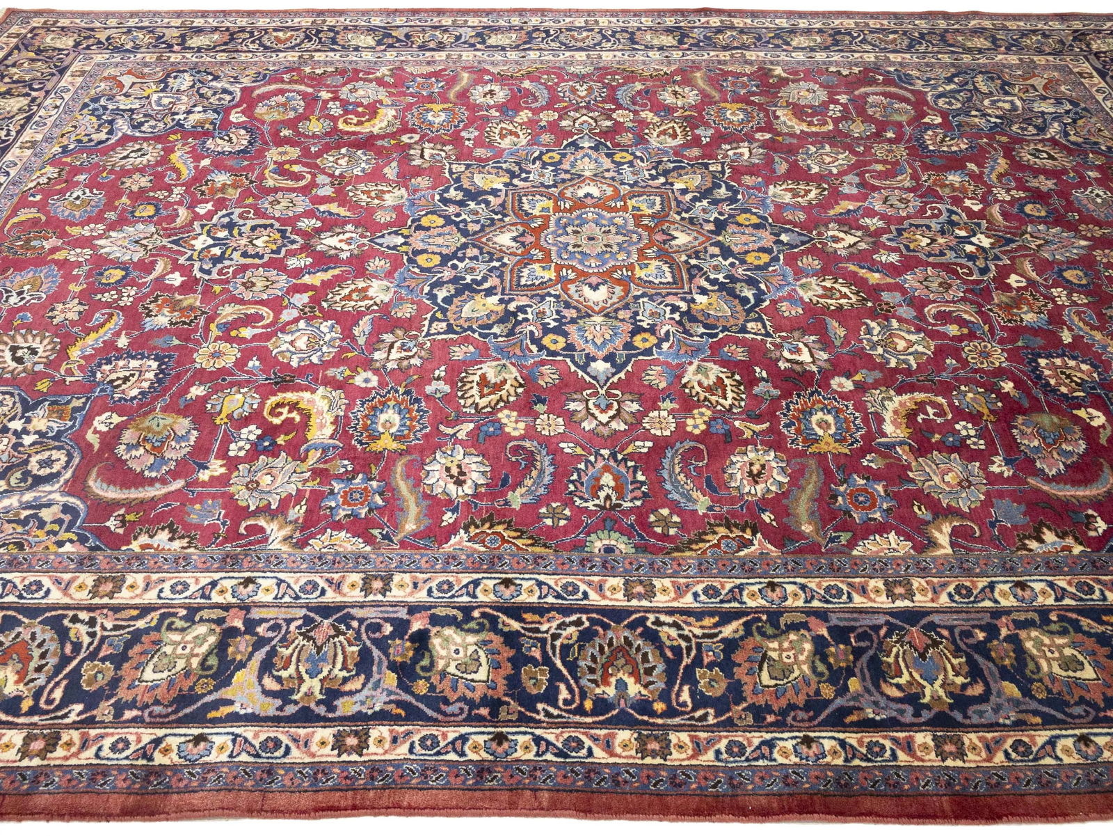 Vintage Maroon Red Traditional 10X13 Mashad Persian Rug - 5