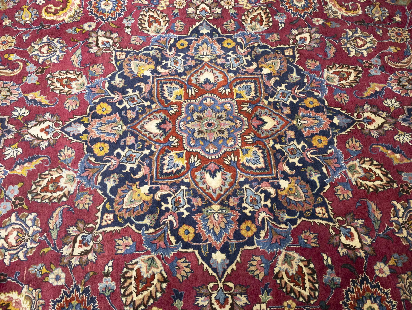 Vintage Maroon Red Traditional 10X13 Mashad Persian Rug - 6