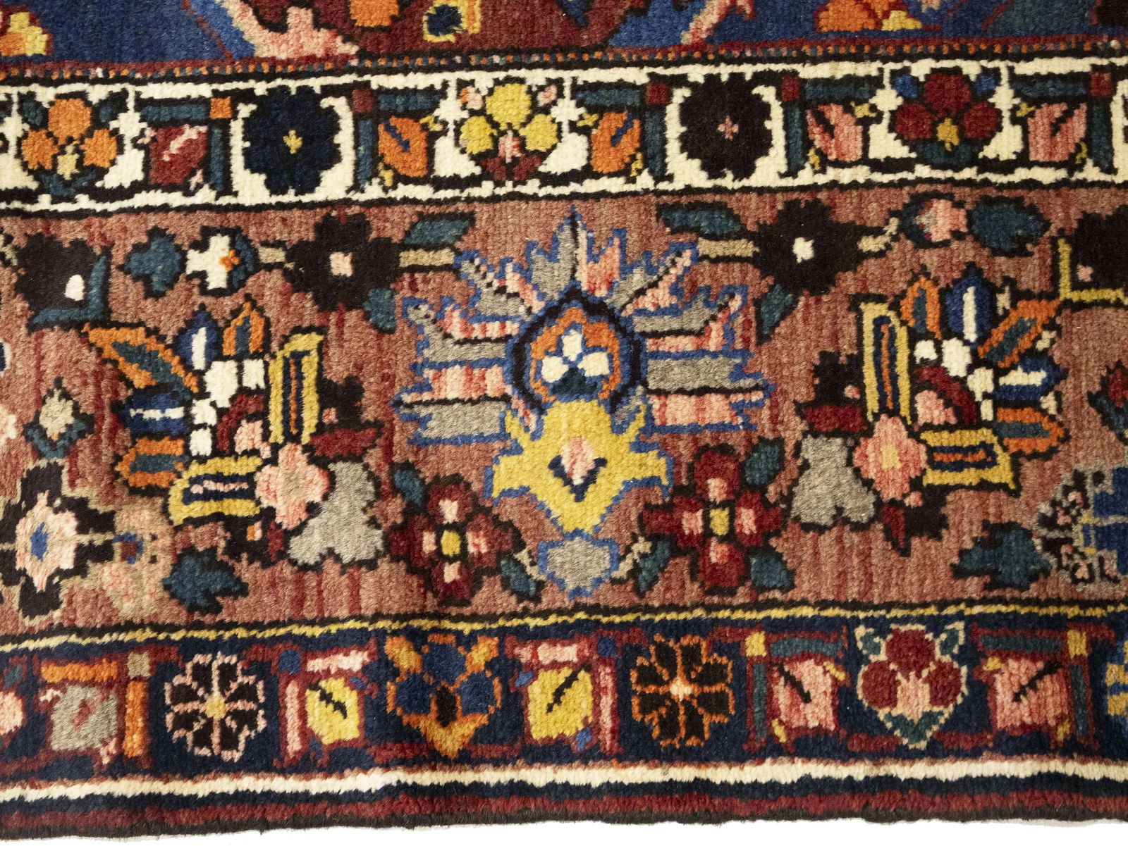 Semi Antique Rusty Brown Floral 10X10 Bakhtiari Persian Square Rug - 10