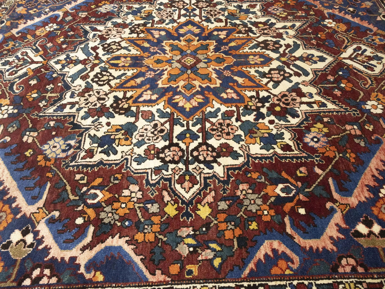 Semi Antique Rusty Brown Floral 10X10 Bakhtiari Persian Square Rug - 11