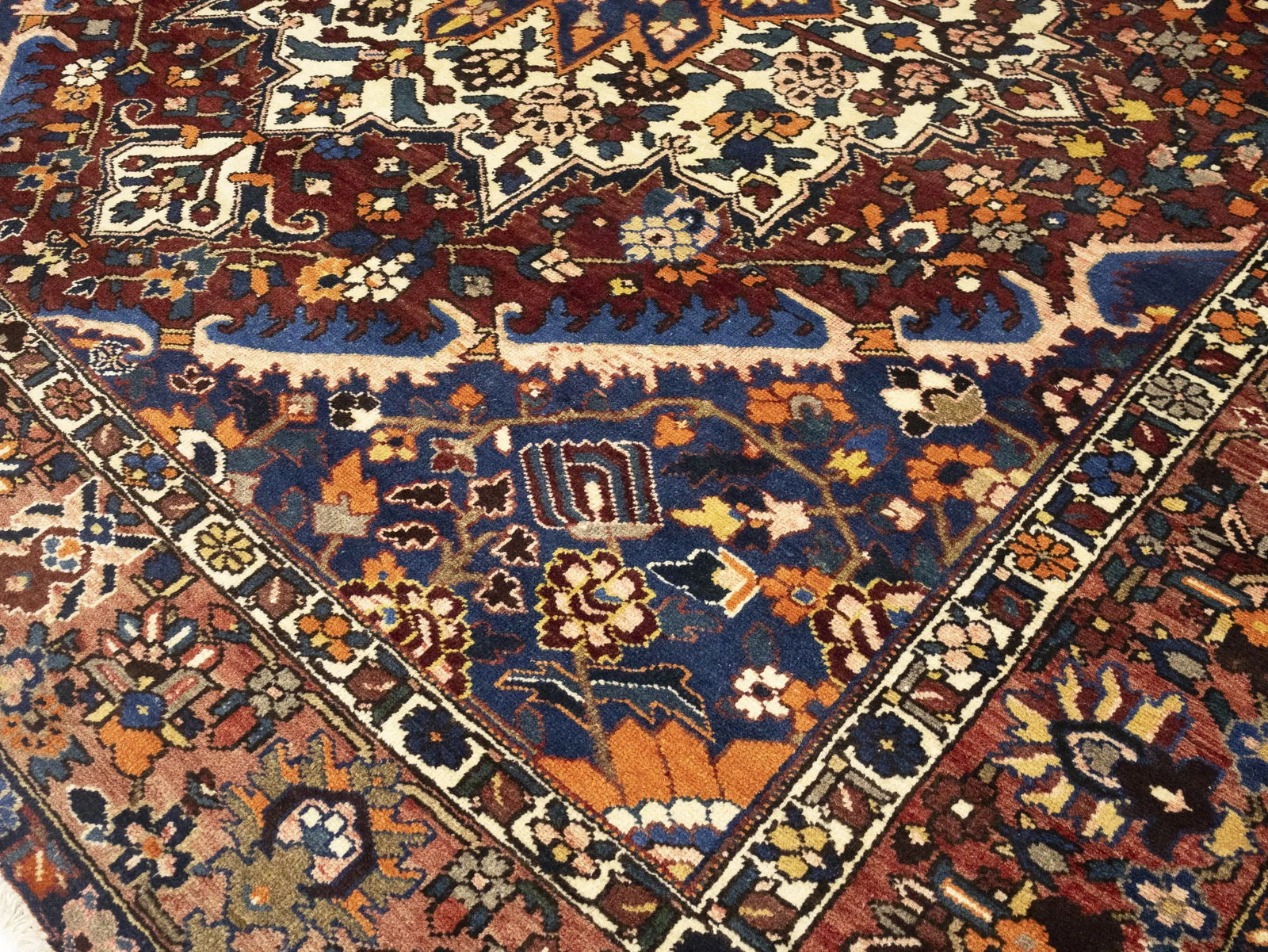 Semi Antique Rusty Brown Floral 10X10 Bakhtiari Persian Square Rug - 12