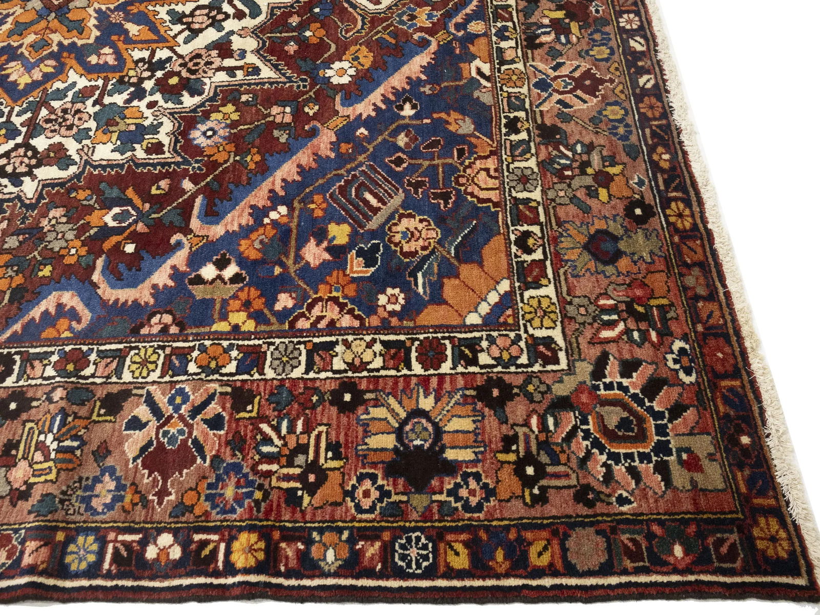 Semi Antique Rusty Brown Floral 10X10 Bakhtiari Persian Square Rug - 8
