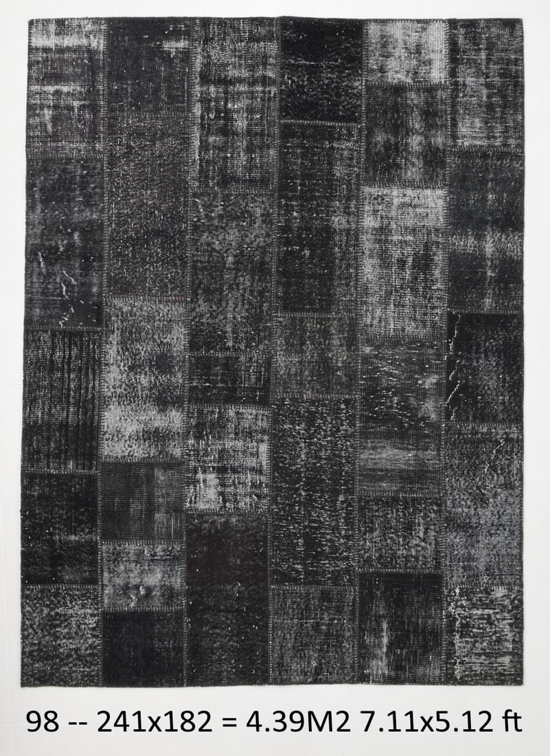 5'11'' x 7'10'' Handmade Vintage Wool Patchwork Rug - 98