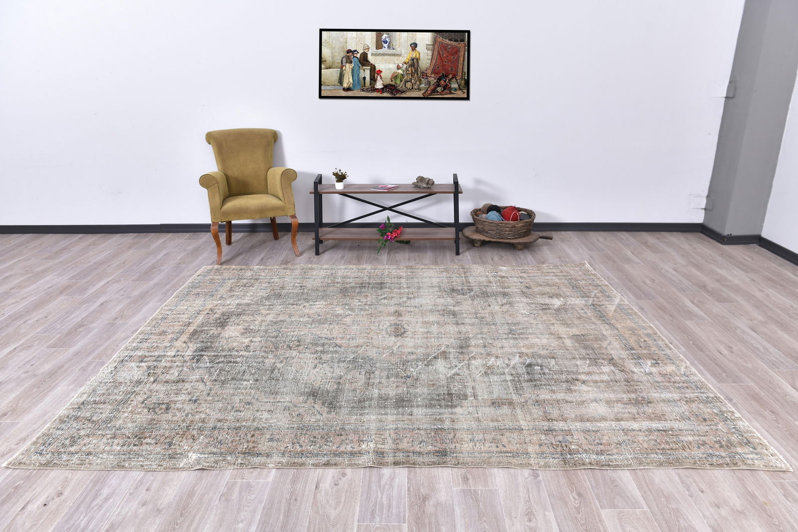 7'4'' x 9'10'' Turkish Vintage Runner Rug - 240843: Title: 7'4'' x 9'10'' Turkish Vintage Runner Rug - 240843 Description:7'4'' x 9'10'' Turkish Vintage Runner Rug - 240843 Origin:Turkiye Date/Period:1960-90 Materials:Wool,Cotton Dimension:7'4''x9'10''