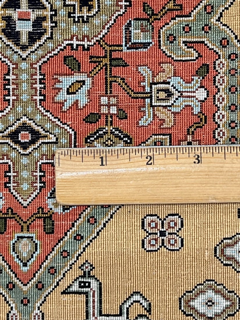 Hand-Knotted Persian Qum 100% Silk Semi-Antique Gold Oriental Rug 2'8" x 4'3" - 5