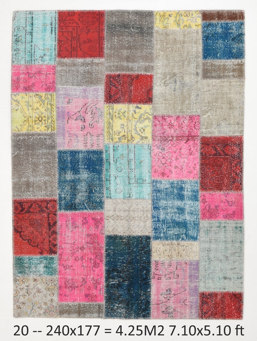 5'9'' x 7'10'' Handmade Vintage Wool Rug - 20