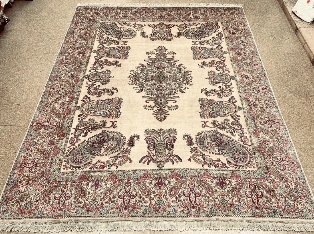 Persian Kerman Hand Knotted Semi-Antique Oriental Rug 9'9" x 12'3"