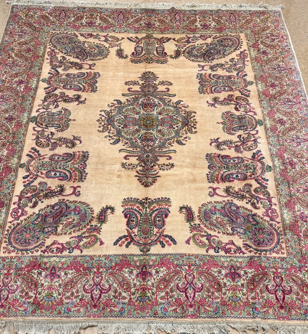 Persian Kerman Hand Knotted Semi-Antique Oriental Rug 9'9" x 12'3" - 2