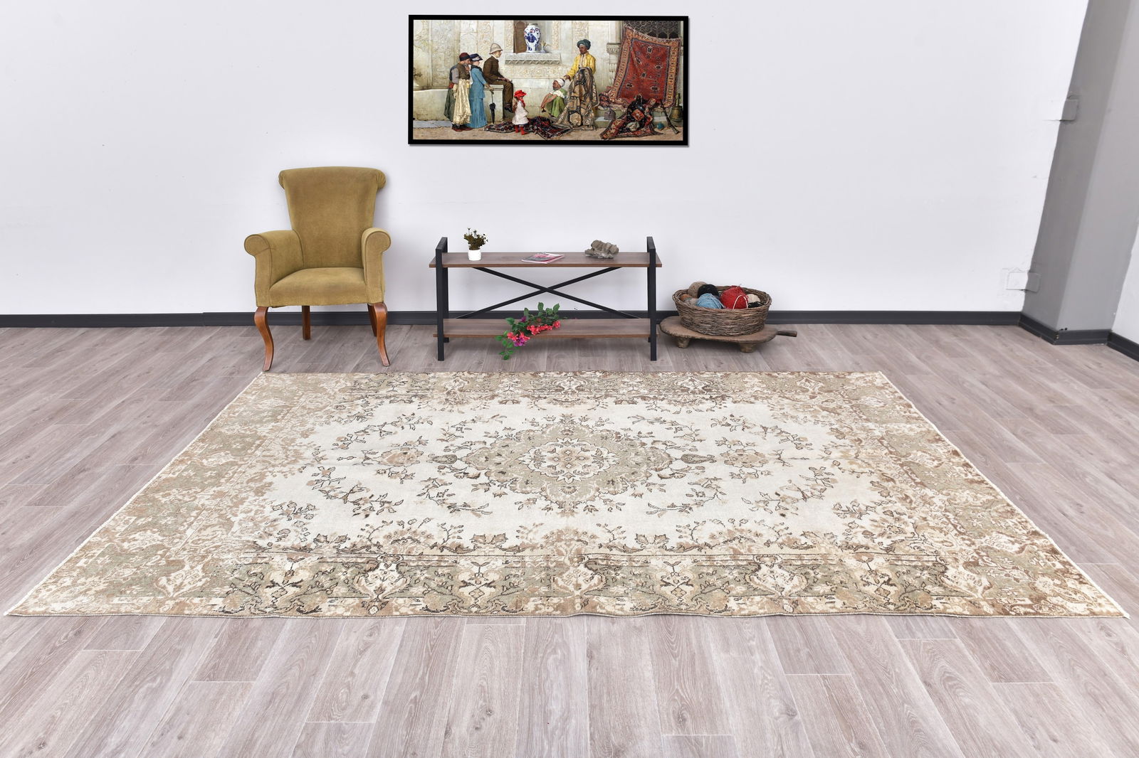 6'6'' x 10'3'' Handmade Vintage Wool Rug - 240871: Title: 6'6'' x 10'3'' Handmade Vintage Wool Rug - 240871 Description:6'6'' x 10'3'' Handmade Vintage Wool Rug - 240871 Origin:Turkiye Date/Period:1960-90 Materials:Wool,Cotton Dimension:6'6''x10'3'' f