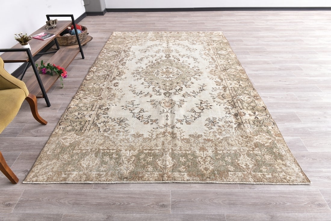 6'6'' x 10'3'' Handmade Vintage Wool Rug - 240871 - 3