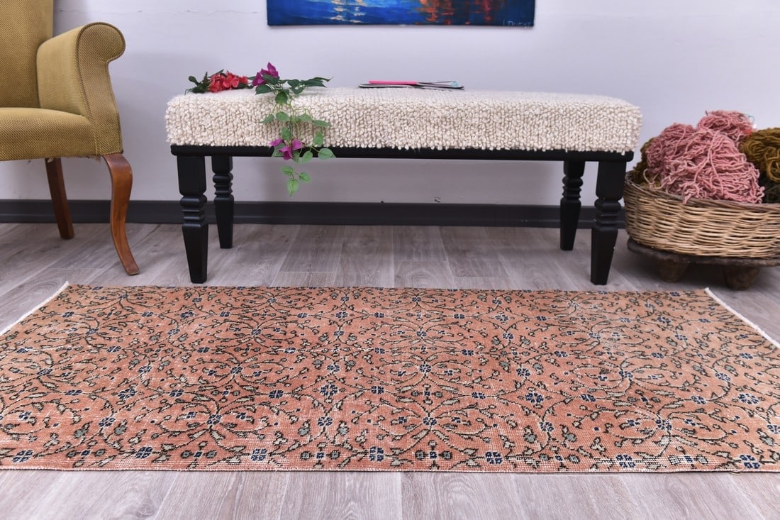 2'10'' x 5'7'' Handmade Vintage Wool Rug - 244413: Title: 2'10'' x 5'7'' Handmade Vintage Wool Rug - 244413 Description:2'10'' x 5'7'' Handmade Vintage Wool Rug - 244413 Origin:Turkiye Date/Period:1960-90 Materials:Wool,Cotton Dimension:2'10''x5'7'' f