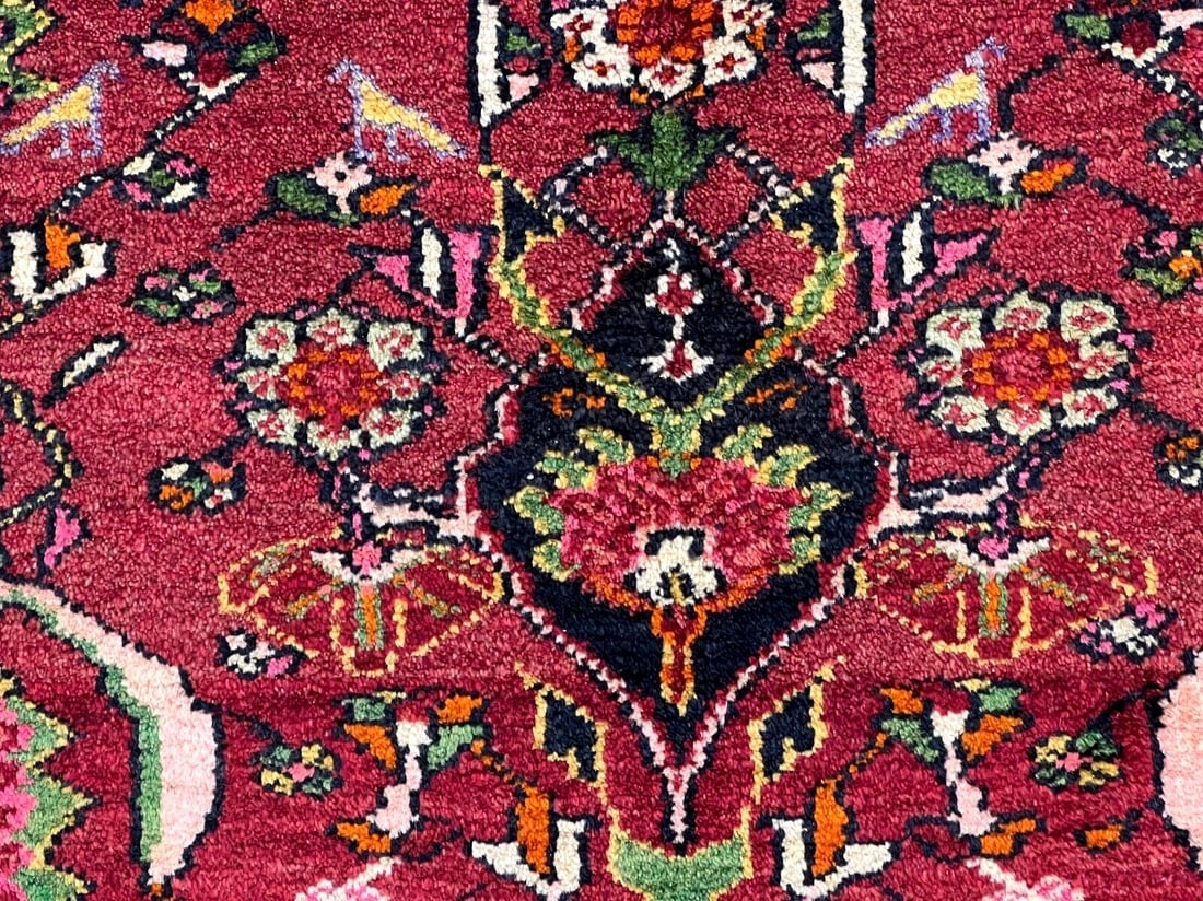 Hand-Knotted Sarouk Semi-Antique Wool Reds Blues Oriental Area Rug 4'6" x 6'9" - 6