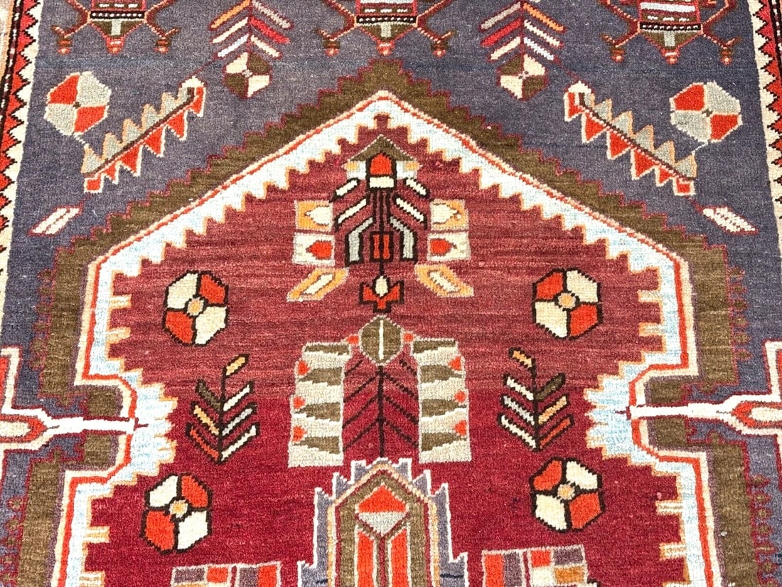 Hand-Knotted Persian Zanjan Geometric Vintage Tribal Wool Oriental Area Rug 4'2" x 6'8" - 6